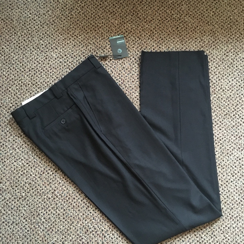 Gianni manzoni men’s dress pants navy 30w wool made in Italy flat front new 63